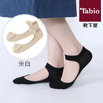 日本靴下屋Tabio 時尚綁帶淺口隱形襪 / 船襪米白