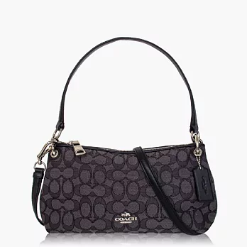【COACH 多種背法】織布 / 肩背 / 斜背兩用包(小款)_黑灰