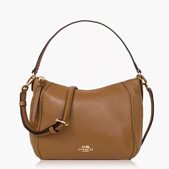 【COACH 多種背法】皮革 / 肩背 / 斜背兩用包(小款)_駝色