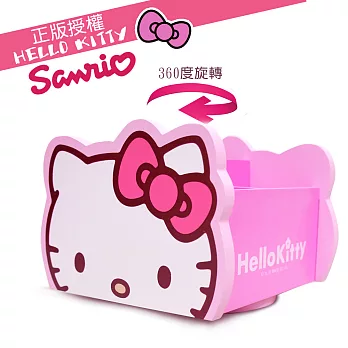 【Hello Kitty】旋轉收納盒 筆盒 飾品盒 雜物盒 凱蒂貓限定 置物盒 360旋轉 化妝品盒 (台灣製正版授權)