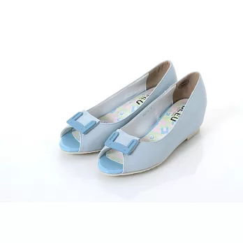 Lebunny Bleu 韓國藍兔子Open-toe兔頭粉彩魚口鞋5S6水藍色