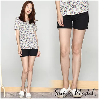 【名模衣櫃】夏日涼感綁帶熱褲-共2色(M-XL適穿)FREE黑色