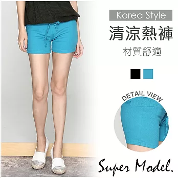 【名模衣櫃】夏日涼感綁帶熱褲-共2色(M-XL適穿)FREE藍綠色