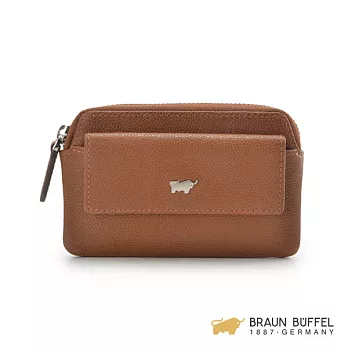 【BRAUN BUFFEL】.德國小金牛 - BADI巴迪系列蜥蜴紋拉鍊鎖包 -紅棕色