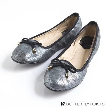 【BUTTERFLY TWISTS】FRANCESCA可折疊扭轉芭蕾舞鞋5鱷魚壓紋銀