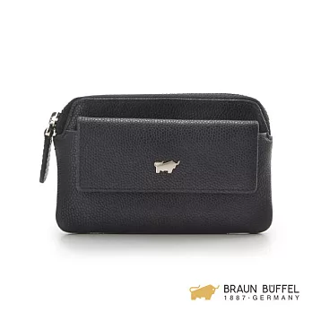 【BRAUN BUFFEL】.德國小金牛 - BADI巴迪系列蜥蜴紋拉鍊鎖包 -黑色