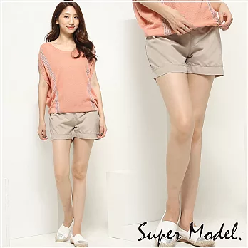 【名模衣櫃】腰間蝴蝶結設計短褲(M-L適穿)FREE淺卡其色
