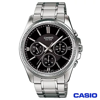 CASIO卡西歐 經典三眼男仕鋼帶腕錶 MTP-1375D-1A