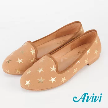 【U】Avivi - 單寧星星印花樂福鞋(三色可選)EUR34 - 卡其色