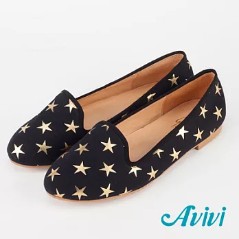 【U】Avivi - 單寧星星印花樂福鞋(三色可選)EUR34 - 黑色