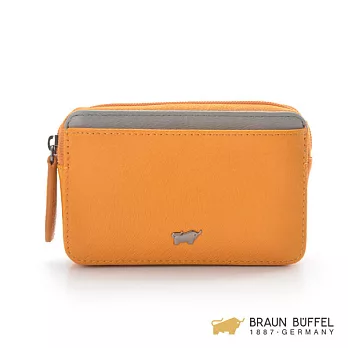 【BRAUN BUFFEL】.德國小金牛 - BERBER系列馬毛壓紋拉鍊鎖包 - 黃/灰