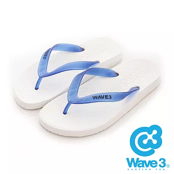 WAVE 3 (男) - 看見你 果凍透視感人字夾腳拖鞋 - 藍帶白M藍帶白