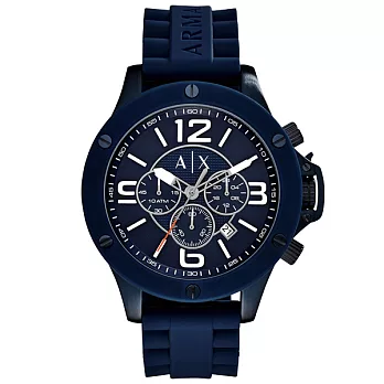A│X Armani Exchange 卓見品味時尚都會三眼腕錶-藍