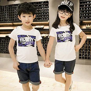 韓版城市迷彩字母短袖T恤親子裝(小孩)90白色