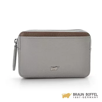 【BRAUN BUFFEL】.德國小金牛 - BERBER系列馬毛壓紋拉鍊鎖包 -灰/棕