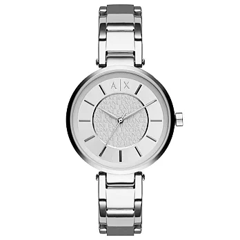 A│X Armani Exchange 輕聲愛語時尚皮帶腕錶-銀