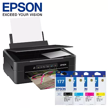 EPSON 愛普生 XP225 四合一Wifi雲端超值複合機+墨水組合(黑藍黃紅各1)