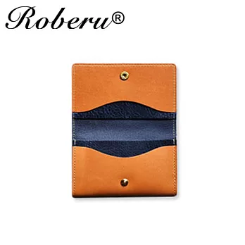 ROBERU 《日本手工》植鞣雙色名片夾-海軍藍