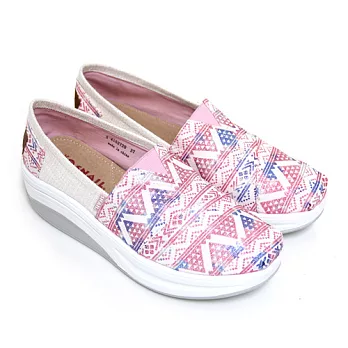 SNAIL蝸牛 柔和亮粉幾何圖形多彩漸層輕量厚底休閒懶人鞋39粉紅色