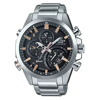 CASIO EDIFICE 全新藍牙爭霸戰智慧運動雙顯錶款-黑x古銅金-EQB-500D-1A2