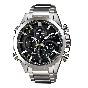 CASIO EDIFICE 全新藍牙爭霸戰智慧運動雙顯錶款-銀-EQB-500D-1A