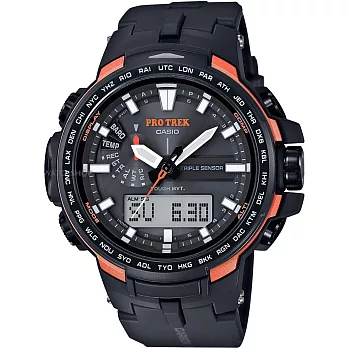 CASIO PRO TREK 浩瀚山嶽電波登山錶-橘