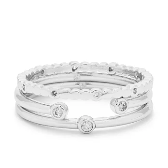 Gorjana MEDLEY 單鑽 C型雙鑽 整圈10圓鑽 銀色三環戒 可分開配戴6號