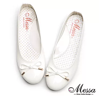 【Messa米莎專櫃女鞋】MIT糖果色蝴蝶結漆皮芭蕾娃娃鞋-白色35白色