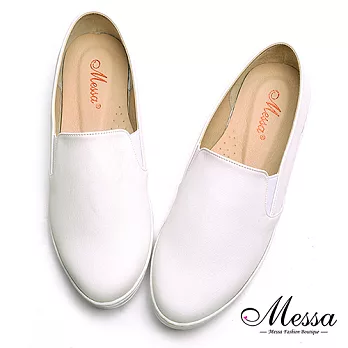 【Messa米莎專櫃女鞋】MIT國民好感素面內真皮懶人鞋-白色35白色