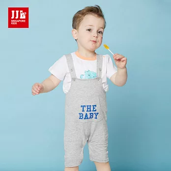 JJLKIDS 休閒純棉連身吊帶褲(麻灰)70麻灰73cm