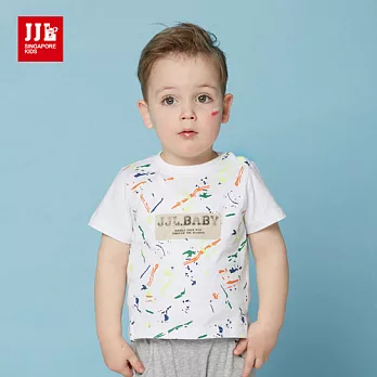 JJLKIDS 時尚噴墨塗鴉短T(本白)70本白73cm