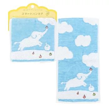 日本製Jogan，繪本風純棉手帕，藍大象