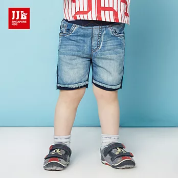 JJLKIDS 雙色拼接牛仔短褲70淺藍73cm