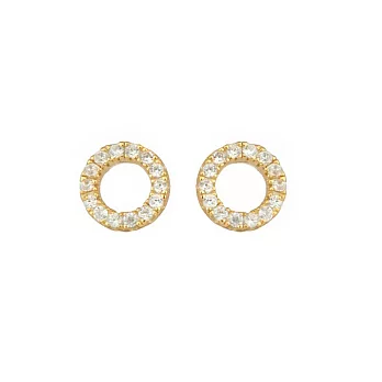 SHASHI 紐約品牌 Circle Pave 鑲鑽圓滿圈迷你圓耳環 925純銀鑲18K金