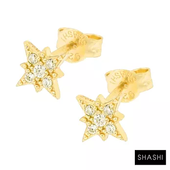 SHASHI 紐約品牌 Starburst 鑲鑽光芒星星耳環 925純銀鑲18K金