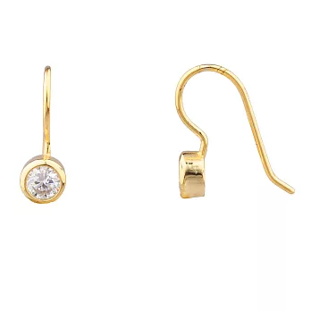 SHASHI 紐約品牌 Solitaire 圓形單鑽耳環 小垂墜式 925純銀鑲18K金
