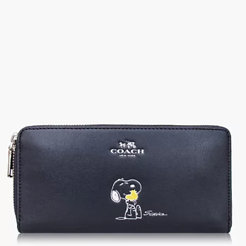 [COACH] 53733 SNOOPY 時尚女士長款錢夾 多功能手拿包(黑色)