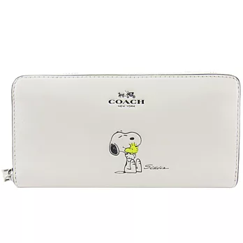 [COACH] 53733 SNOOPY 時尚女士長款錢夾 多功能手拿包 (白)