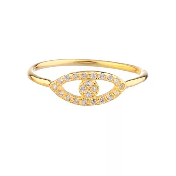 SHASHI 紐約品牌 Evil Eye 鑲鑽智慧之眼戒指 925純銀鑲18K金6號