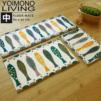 YOIMONO LIVING「法蘭絨」吸水防滑地墊 (中)A象形魚