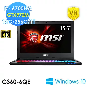 【msi微星】GS60 6QE-411TW 15.6吋 i7-6700HQ GTX970M WIN10電競筆電