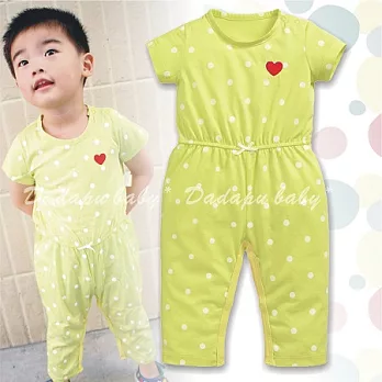 點點哈衣 短袖長褲哈衣 軟綿 圓領 肩扣 肩釦 包臀衣 連身衣 平腳衣 爬服18M黃點