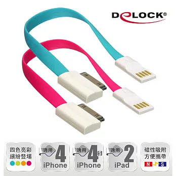 Delock 蘋果30pin接頭 20公分充電傳輸線 (超值二入組 藍+粉)