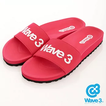 WAVE 3 (女) - 健康足底印模一片橡膠拖鞋 - logo紅S紅色