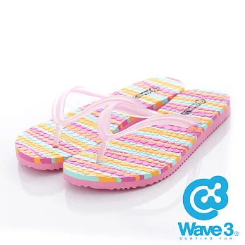 WAVE 3 (女) - 果凍QQ 雙層瑜珈大底人字夾腳拖鞋 - 粉S粉色