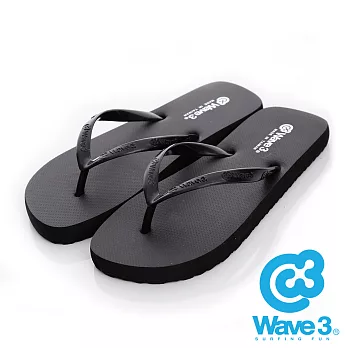 WAVE 3 (女) - BASIC 經典口碑款 極簡素面人字夾腳拖鞋 - 黑S黑色