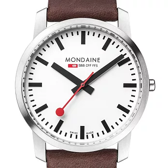 MONDAINE 瑞士國鐵藍寶石水晶薄型限量腕錶/41mm- 棕