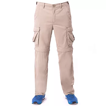 【hilltop山頂鳥】男款超潑水抗UV彈性兩截褲S08M21-30卡其