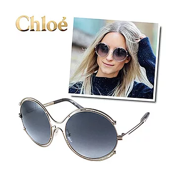 【Chloe 太陽眼鏡】新款! CE122S-744 時尚金屬造型墨鏡(雜誌介紹款-金框/漸層灰鏡面)