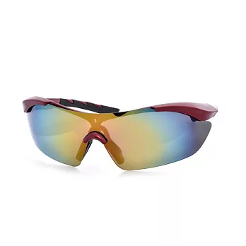 TX 戶外運動(自行車/登山/慢跑) 抗UV紫外線 偏光太陽眼鏡 2150 競速紅/酷炫七彩片